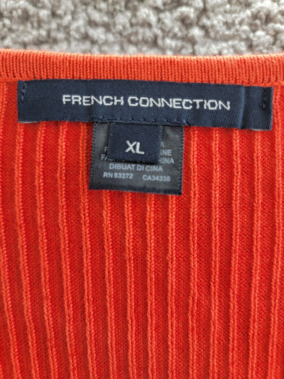 French Connection Mari Knit Midi Dress Women's XL Mandarin Red Multi V-Neck - Picture 9 of 16