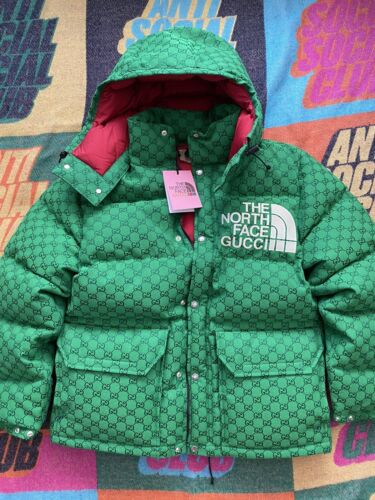 The North Face x Gucci - Authenticated Jacket - Polyamide Green Plain for Men, Never Worn, with Tag