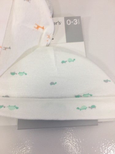 CARTER'S UNISEX BABY 3-PACK BEANIE SET WHITE/HEATHER ASH/MULTI 0-3M NWT