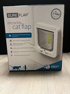 SureFlap Microchip Cat Flap Pet Door SUR001 - White- In Box. New!