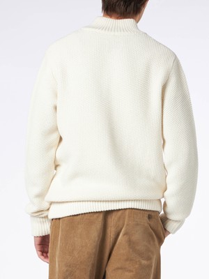 Pre-owned Mc2 Saint Barth Man Knitted Bomber With Felt Pockets In White