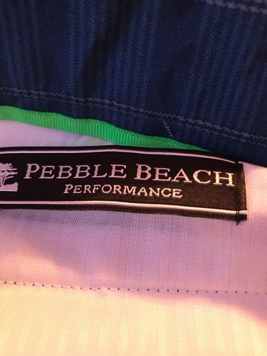 Pebble Beach Performance Men's White Blue Plaid Shorts Size 38