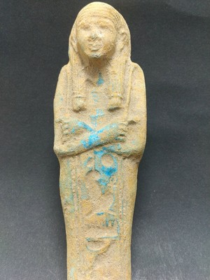 Vintage Metropolitan Museum of Art MMA Light Green Egyptian Shabti Signed MMA Made in Philippines Ancient Egyptian Statue