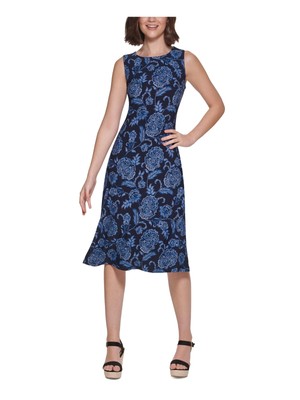 

TOMMY HILFIGER Женское темно-синее платье-футляр миди без рукавов для работы, Navy