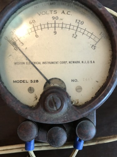 Antique VTG Weston Electric Instrument Voltmeter Volts AC Meter 0-1 Model 528