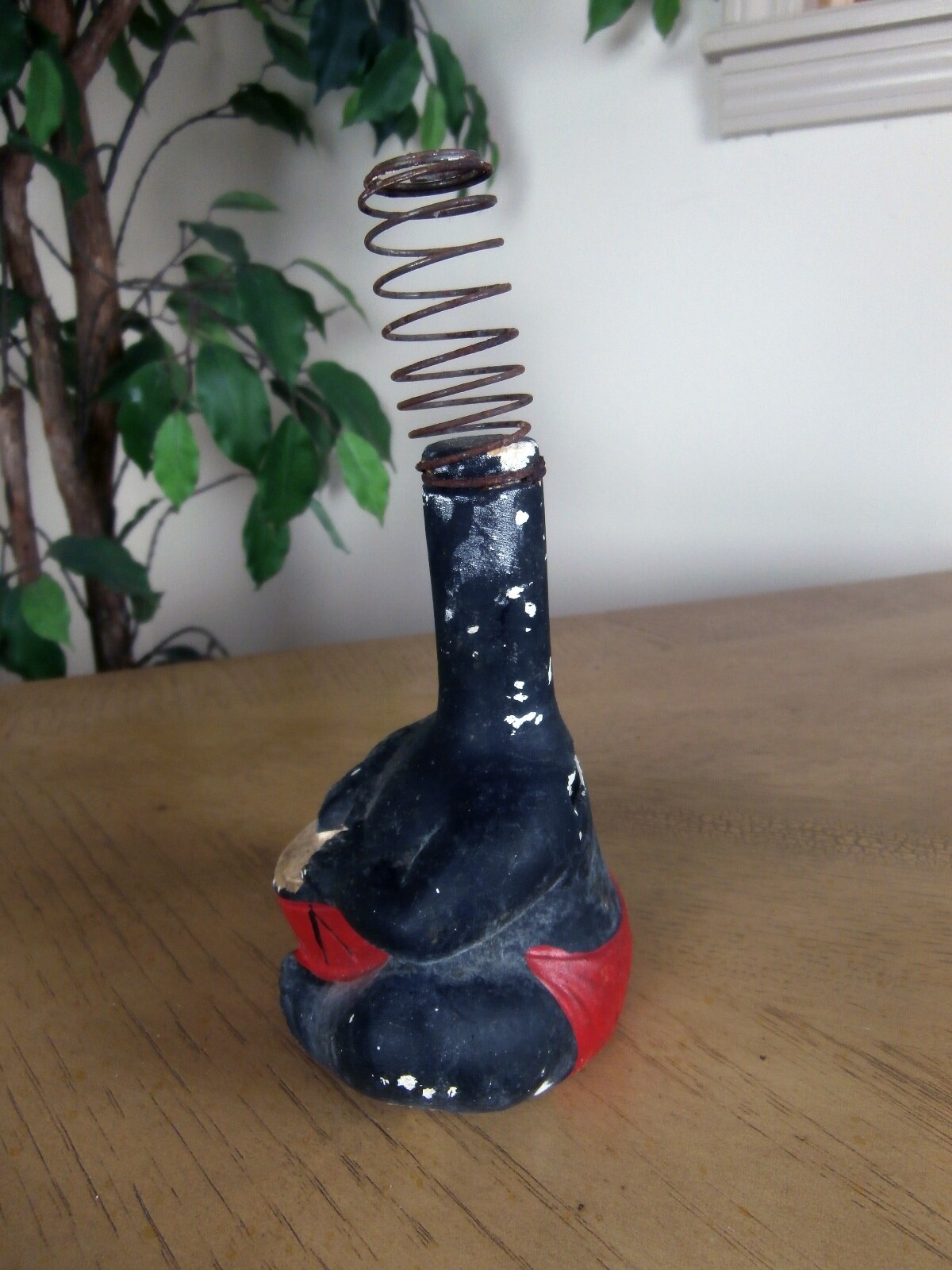 Black Americana Baby Bobble Head Bank, Old, with drum & Spring, no head AS IS