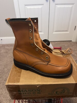Vintage Mason Shoes Work Boot 10.5 EEE 8'' Brown style 919 New In Original Box