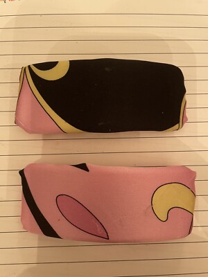 Retro Black/Pink Geometric print Italian Silk Charmeuse Large Barrette