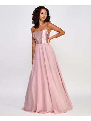 CITY STUDIO Womens Pink Adjustable Mesh Lined Corset Formal Dress Juniors 0