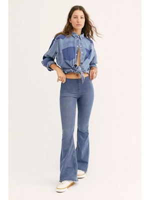 

Женские синие расклешенные брюки FREE PEOPLE, Синий, OB948207