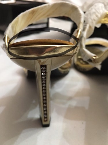 SIZZLE BY COLORIFFICS OAHU GOLD HIGH HEELS W/RHINESTONES - SZ 9-1/2 MEDIUM