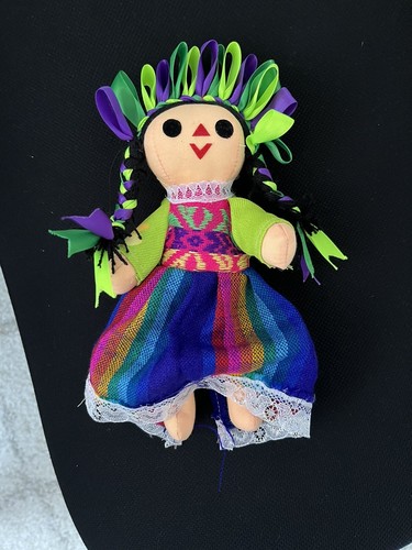 Vintage Mexican Doll Handmade Traditional Rag Doll From Mexi