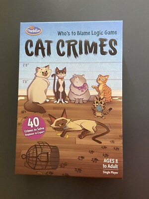 Cat Crimes ThinkFun Logic Puzzle Solving Board Game Brain Training New Open Box