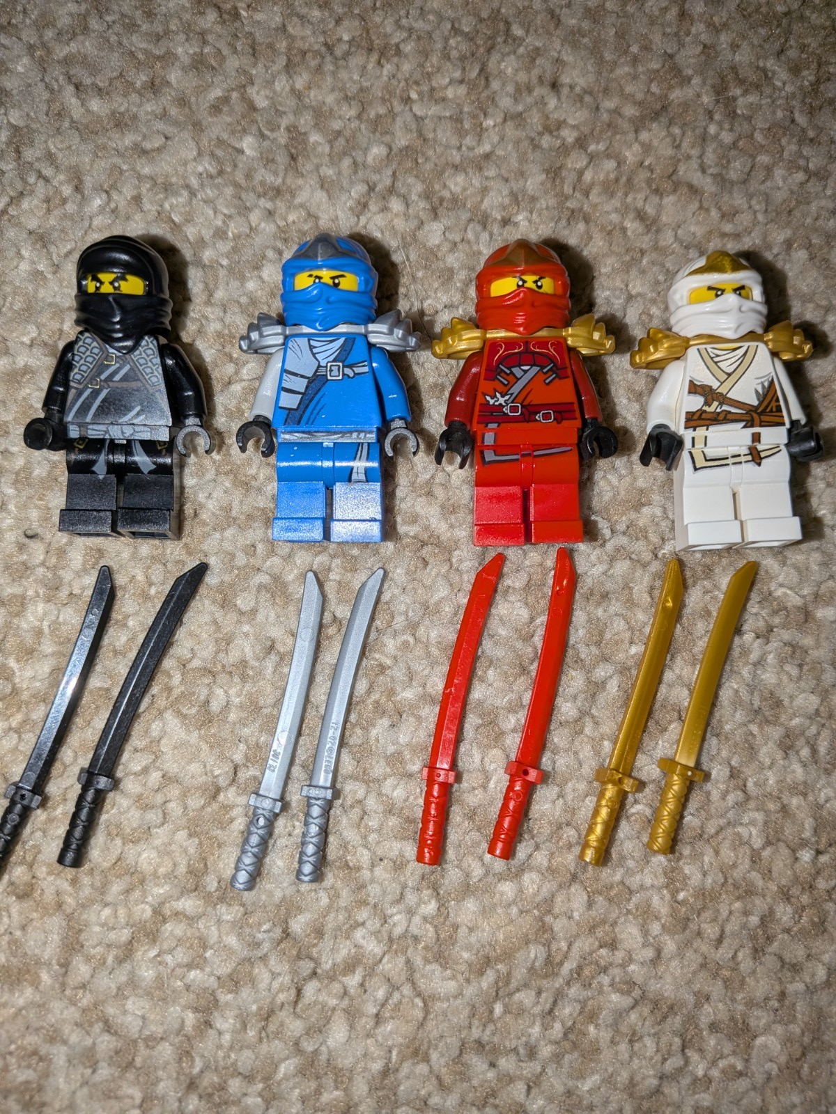 4x Lego Ninjago ZX Minifigure Lot All 4 Ninjas Kai Zane Cole Jay