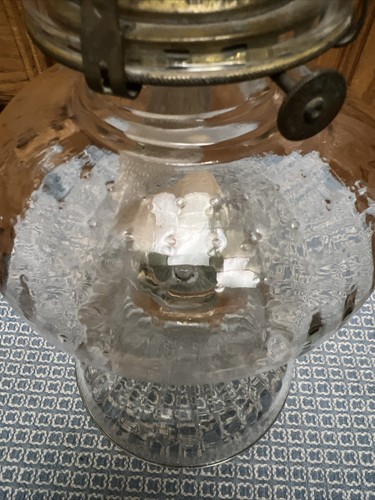 Vintage Queen Anne No 2 Clear Glass Hurricane  Oil Lamp Scovill Mfg 18&rdquo;