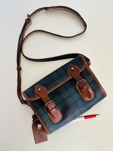 polo ralph lauren messenger bag ブラックウォッチ POLO Ralph Lauren Rare Vintage Plaid Blackwatch Leather Messenger