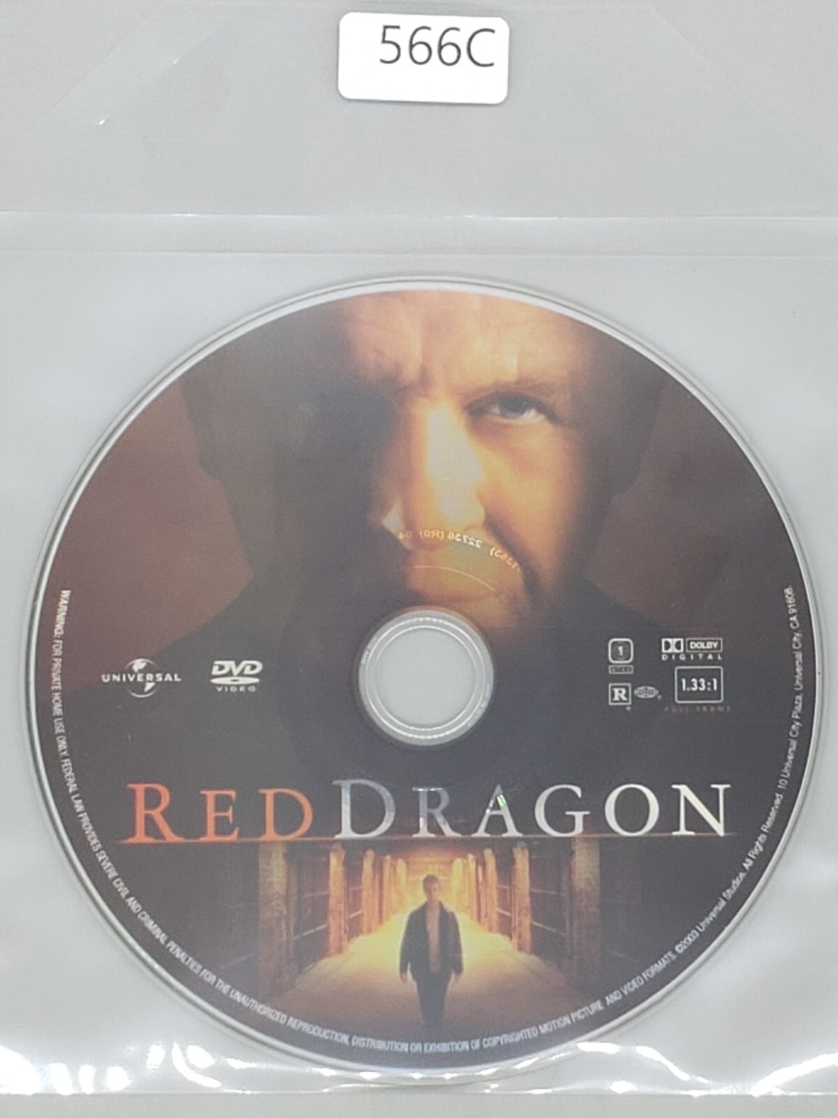 Red Dragon (DVD, 2003, Full Frame Collectors Edition) Disc