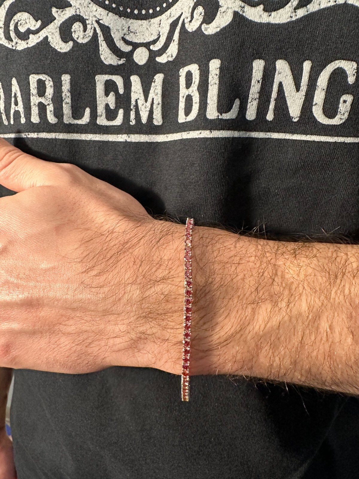 Pre-owned Silver Real Iced Pink Moissanite 3mm Tennis Bracelet 925  Pass Diamond Tester