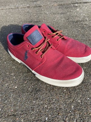 POLO RALPH LAUREN  MENS RED CANVAS LIFESTYLE SHOES SIZE