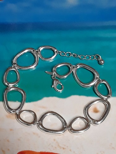 SAQ Silver Tone Geometric Round Link Bracelet | eBay