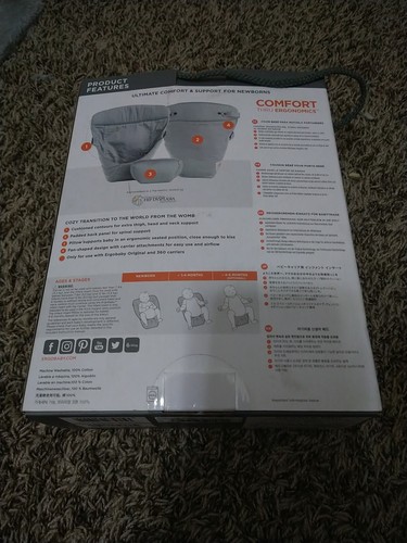 👶🏻 Ergobaby Infant Insert For Baby Carrier, Grey, NIB👶🏻 Easy Snug