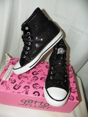 GOTTA FLURT BLACK SEQUINED HIGH TOP SHOES SIZE 6.5M