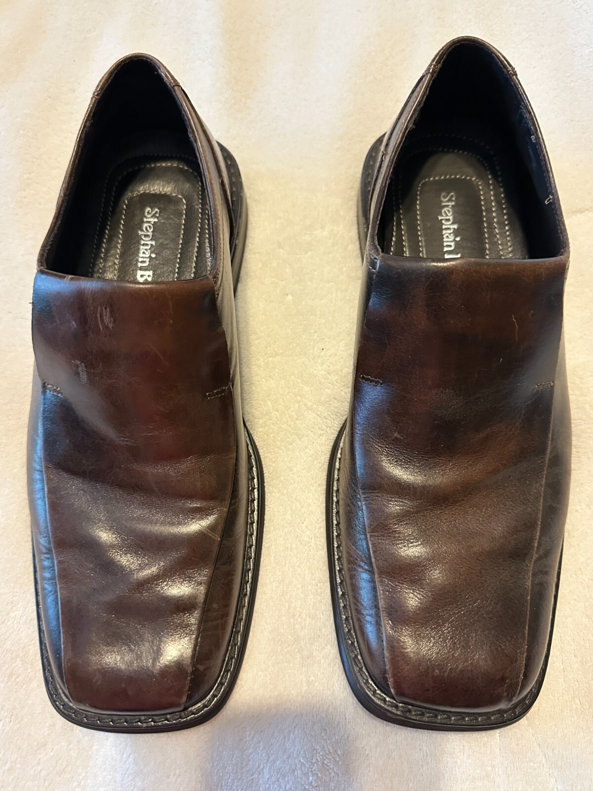 STEPHAN BOSSI Leather Brown Mens Slip On Loafers Casual 