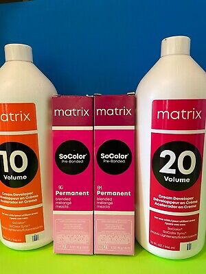 Matrix Socolor Pre-Bonded Permanent Cream Hair Color 3oz or Developer  3.6, 32oz