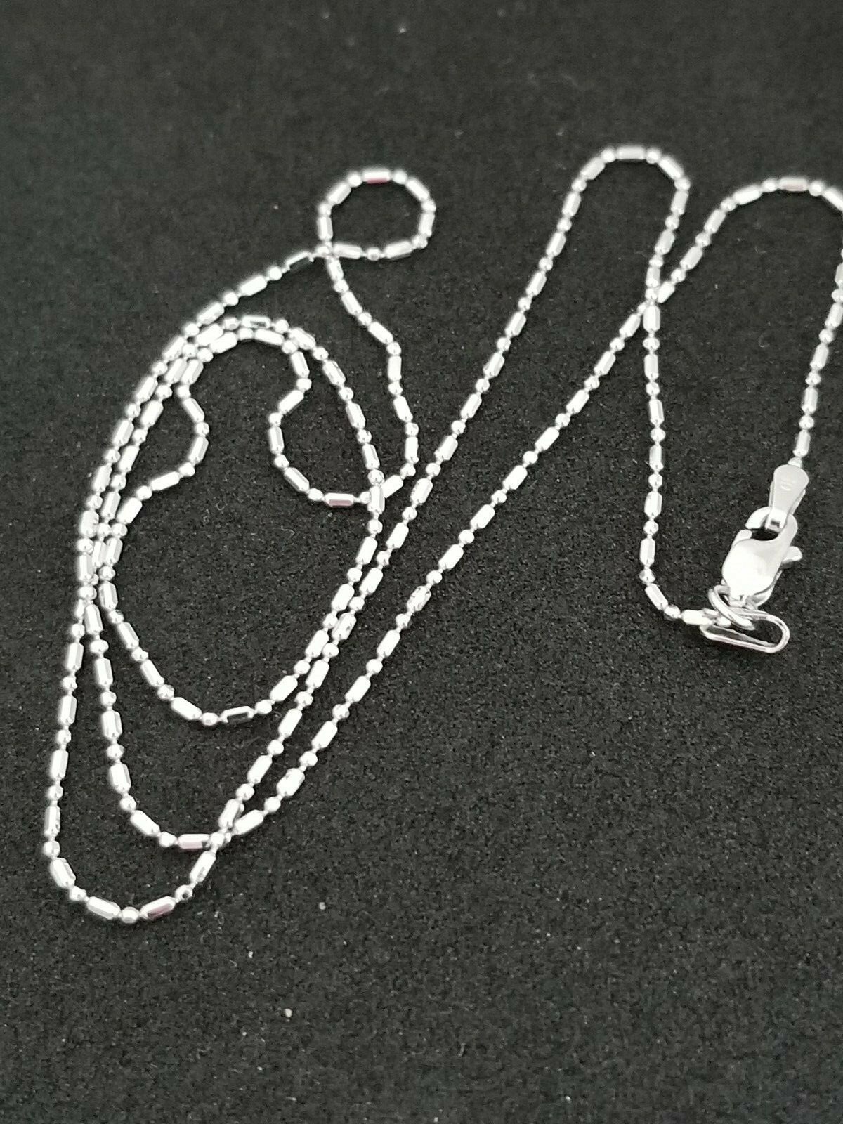 Pre-owned Teachers Jewerly 14k White Gold Bead Ball Chain 18" Round N Rectangle Diamond Cut Beads Necklace
