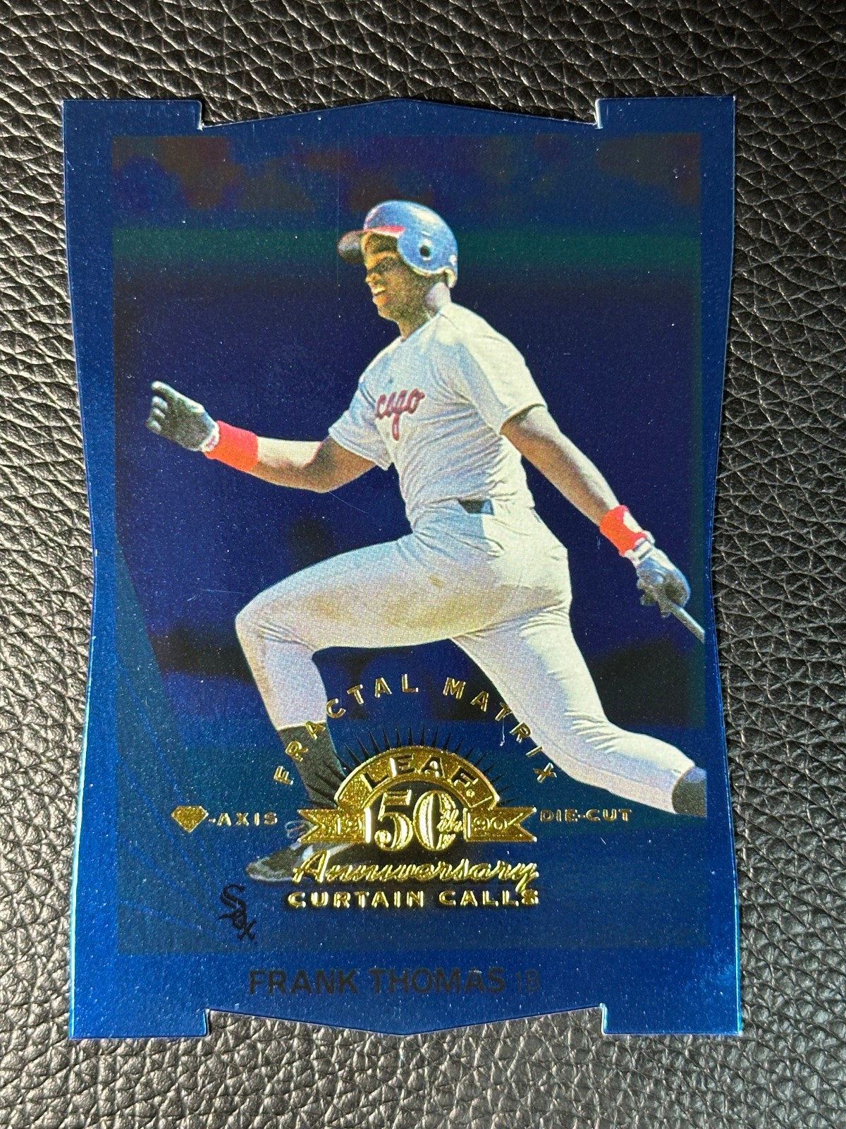 1998 Leaf Curtain Calls Fractal Matrix Blue Foil Axis D/C #157 Frank Thomas /50