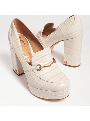 

SAM EDELMAN Женские бежевые лоферы из кожи крокодила на платформе 1-1/2 дюйма на каблуке Aretha, 9 м, Бежевый, G6790L6