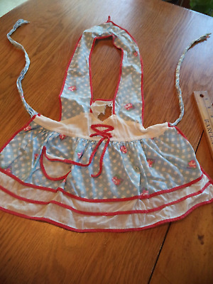 Vintage Aprons, Retro Aprons, Old Fashioned Aprons & Patterns Vintage 1960s small girl's Apron with red trim blue and white check fabric $13.70 AT vintagedancer.com