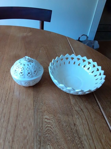 Hartley Greens Leeds Pottery Ivory Pierced Bowl & Trinket