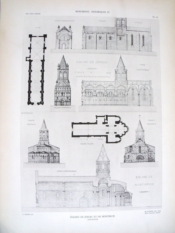 Eglises De Jensac Et De Montbron (Charente) Planche DÃ©But XxÂ°