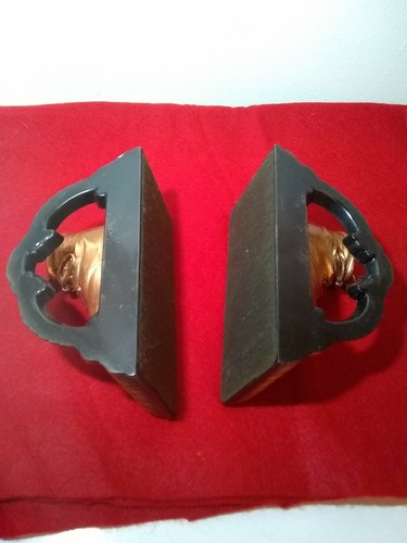 Vintage Copper/Brass Coated Baby Shoe Book Ends. Black felt Bottom Shoe Size 4