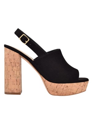 

GUESS Женские черные пробковые босоножки на платформе 1-1/2 дюйма с открытым каблуком и открытой пяткой, размер 9,5 м, Черный, GWCALEESI3