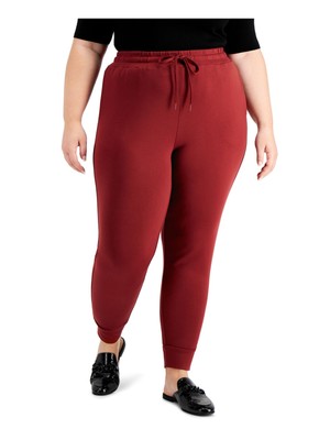 Женские темно-бордовые брюки ANNE KLEIN для бега трусцой на завязках с манжетами XL