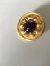Fancy Button Textured Brass With Amethyst Glass Cabochon