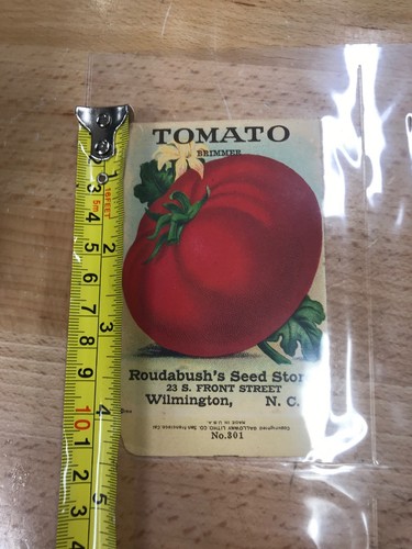 ANTIQUE 1918 TOMATO SEED PACKET / ROUDABUSH SEED STORE, N.C.