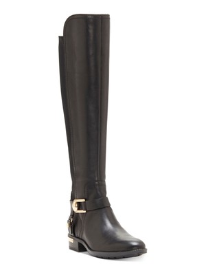 

VINCE CAMUTO Женские кожаные ботинки для верховой езды с черными вставками Pearley на блочном каблуке, 6,5 м, Черный, VC-PEARLEY