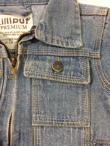 Lilliput Premium Unisex Size 2/3 Year Jacket Denim Blue Jean Jacket Zip front