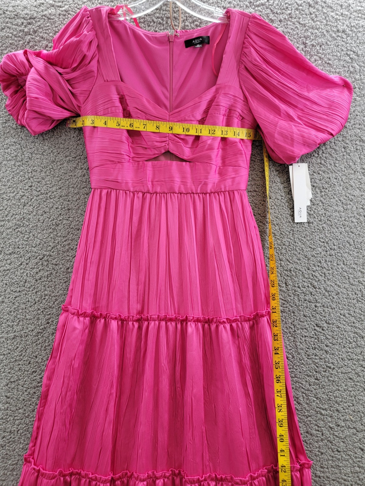 AQUA Formal Pleated Cutout A-Line Dress Women's 0 Pink Back Zipper Closure - Picture 9 of 19