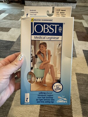 JOBST 15-20 mmHg Moderate Compression Knee High Natural Med Ultra Sheer 119503
