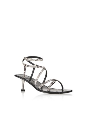 Женские кожаные босоножки SIGERSON MORRISON на сером каблуке-змейке Irma Kitten Heel 39