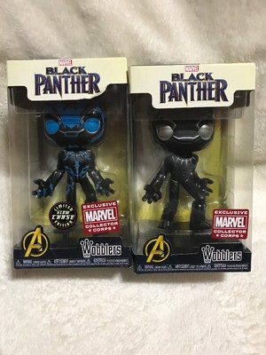 Funko Pop! Wobblers Set of 2 Black Panther Chase & Common MARVEL Collector CORPS