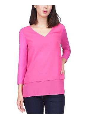 

MICHAEL MICHAEL KORS Женский розовый топ-туника с рукавами 3/4 и V-образным вырезом