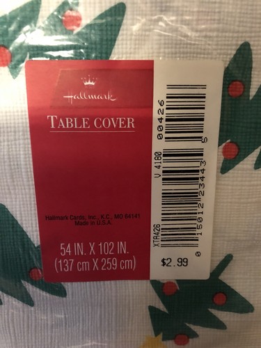 Hallmark Table Cover Paper Tablecloth Vintage Christmas Tree 54
