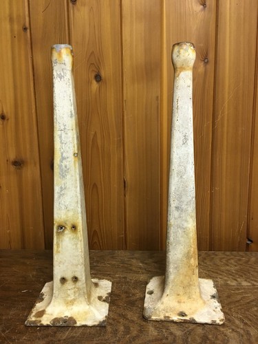 2- Vintage Porcelain Cast Iron Ice Cream Parlor Stool Base - Art Decco -