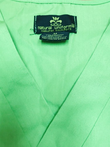 Natural Uniforms Scrub Set Top Pants V-Neck Pocket Lime Green Size M