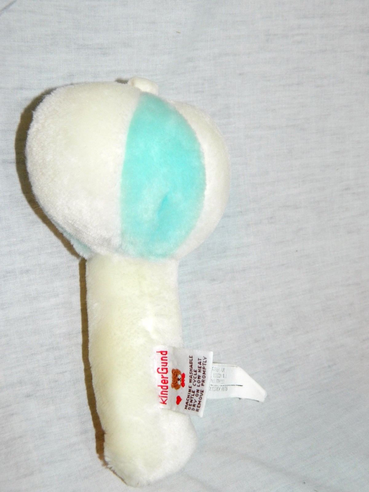 VTG BABY GUND  Rattle Plush It's a Boy white and Blue 7